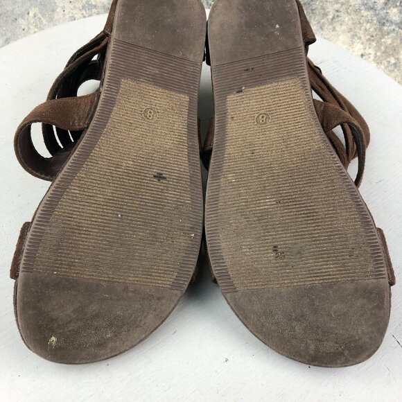 Corkys Women's Size 8 Terrance Brown Faux Suede Open Toe Back Zip Sandals - Picture 12 of 15